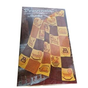 Vintage Bucilla embroidered afghan kit Hearth Browns NEW